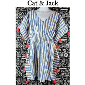 Cat & Jack Swimsuit Coverup With Tassels Striped Size Large 10-12 NWOT